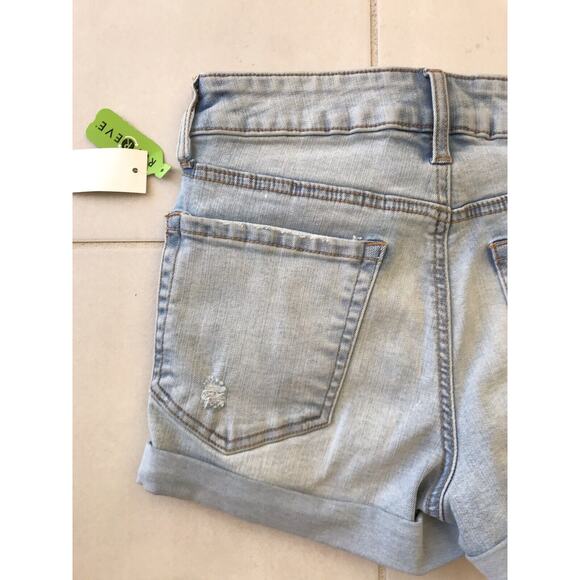 Aero Shorts Denim Jean Cuffed High Waist Distressed Stretchy - Picture 7 of 9